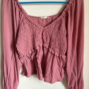 Altar'd State Pink Smocked Blouse